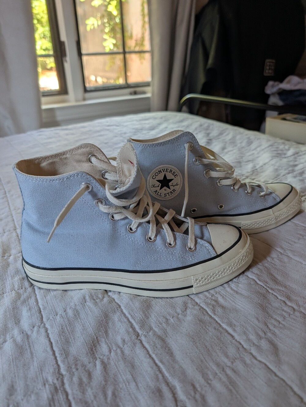 Baby Blue High Top Converse - Picture 1 of 4